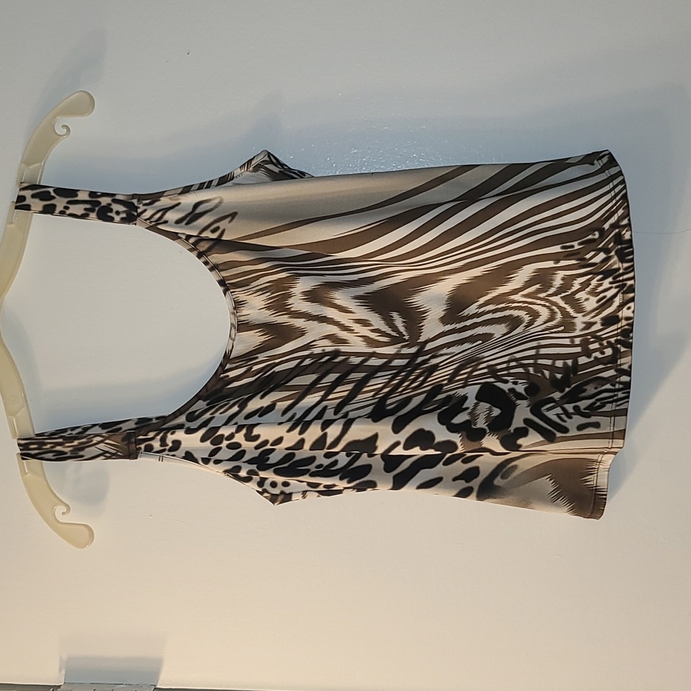 🐆 Animal🦓Print 🐅 2Pc-Set, Tank and Sheer Cardigan-Type Overlay, Sz S 🐯🐱 - Picture 3 of 12